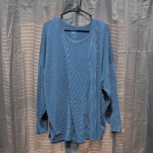 Maurices 24/7 Blue Ribbed Knit Top